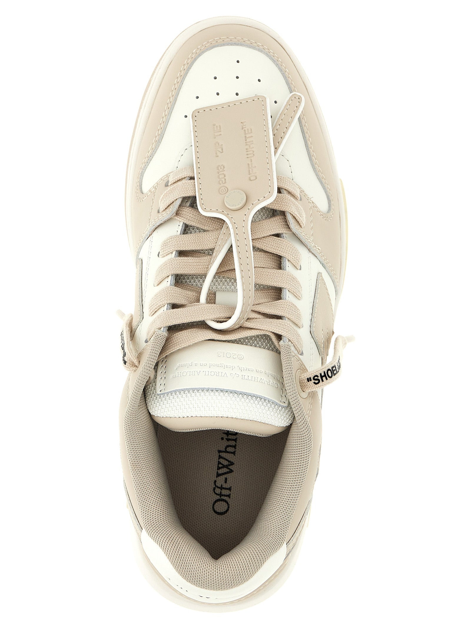 Μπεζ sneakers χαμηλού τύπου Off-White από δέρμα μοσχαριού