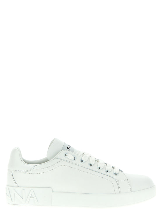 Dolce & Gabbana White Calfskin Low Top Sneakers