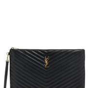 Saint Laurent Black Calfskin Clutch Bag