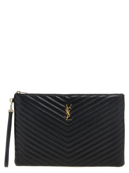 Saint Laurent Black Calfskin Clutch Bag
