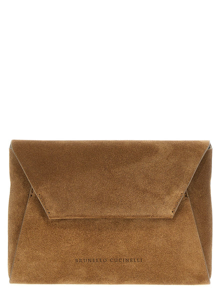 Brunello Cucinelli Brown Calfskin Clutch Bag