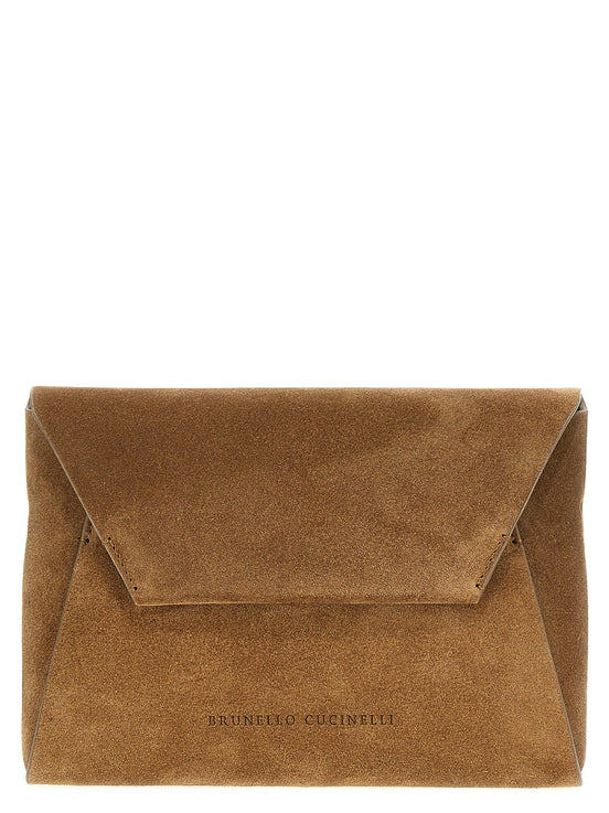 Brunello Cucinelli Brown Calfskin Clutch Bag