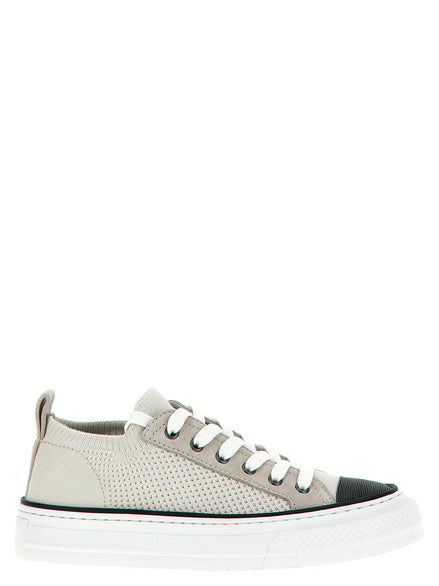 Πολύχρωμα cotton sneakers χαμηλού προφίλ Brunello Cucinelli