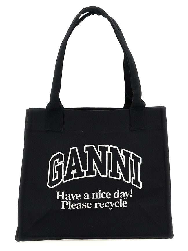 Ganni Bicolor Recycled Cotton Tote Bag