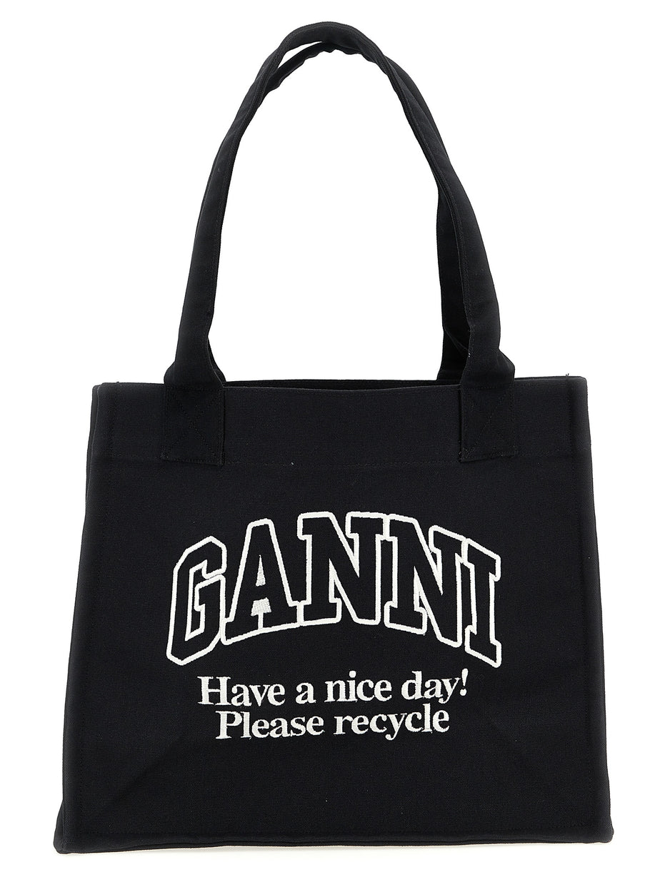 Ganni Bicolor Recycled Cotton Tote Bag