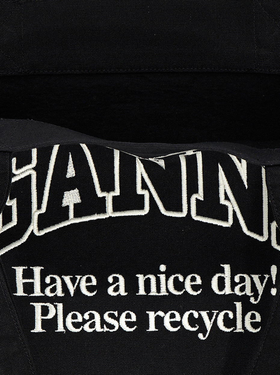 Ganni Bicolor Recycled Cotton Tote Bag