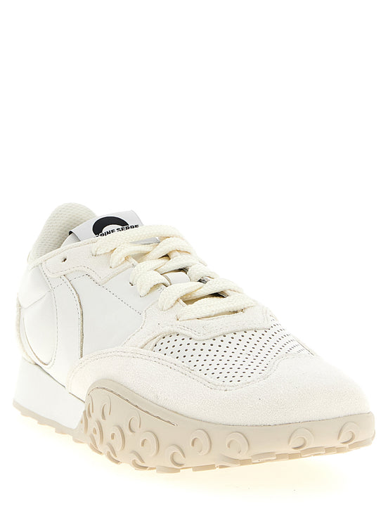 Marine Serre White Calfskin Athletic Sneakers