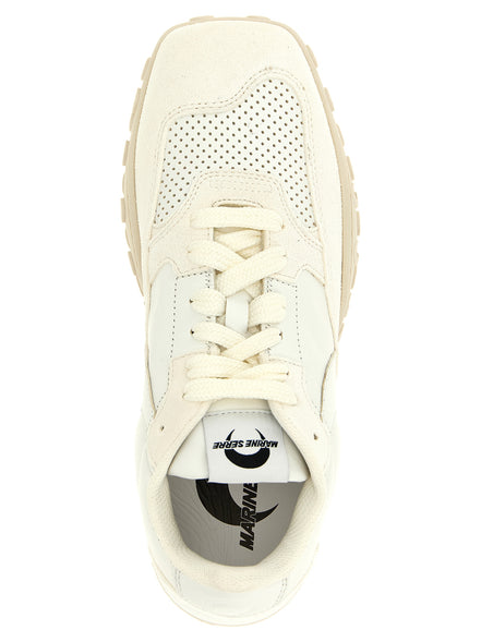 Marine Serre White Calfskin Athletic Sneakers