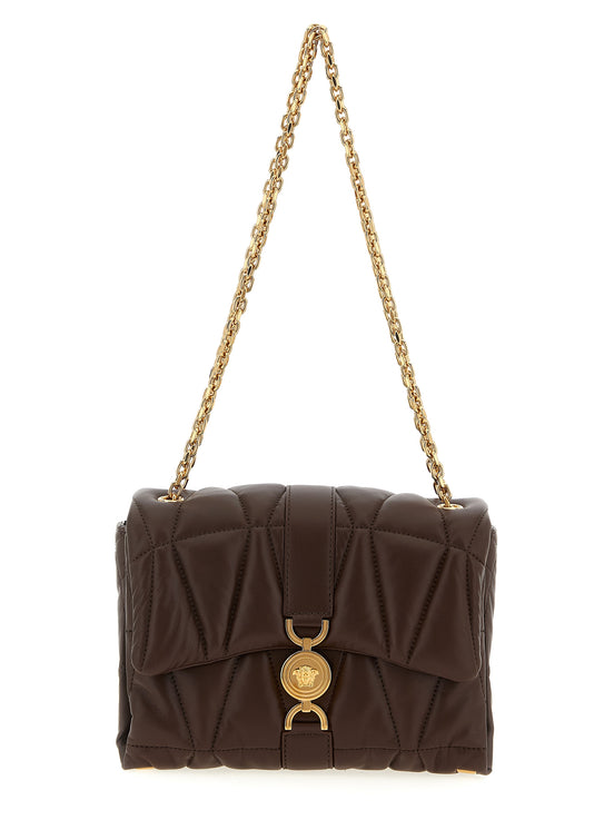 Versace Brown Lamb Leather Shoulder Bag