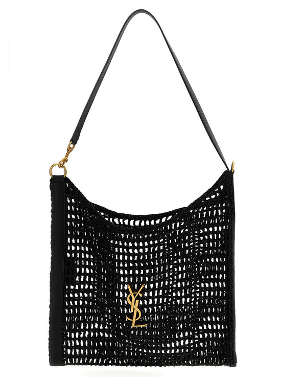 Saint Laurent Black Raffia Shoulder Bag