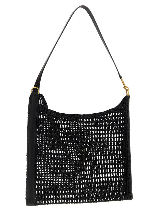 Saint Laurent Black Raffia Shoulder Bag