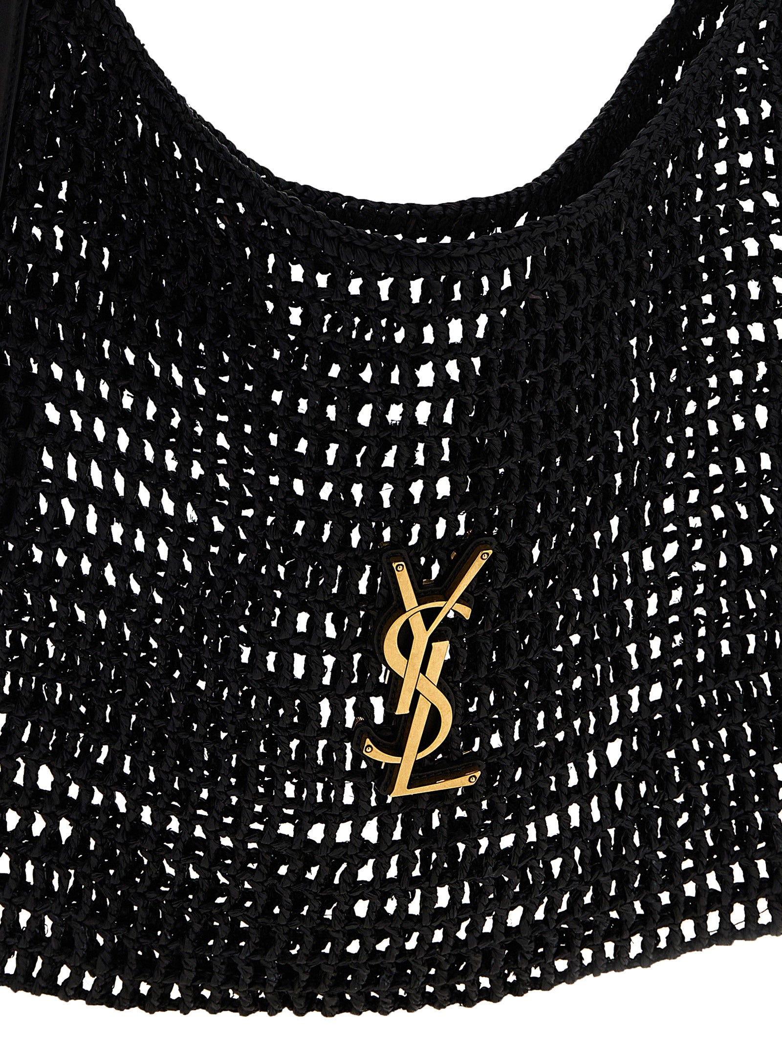 Μαύρη τσάντα ώμου Saint Laurent από ραφία  