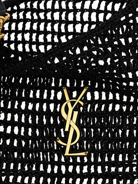Μαύρη τσάντα ώμου Saint Laurent από ραφία  