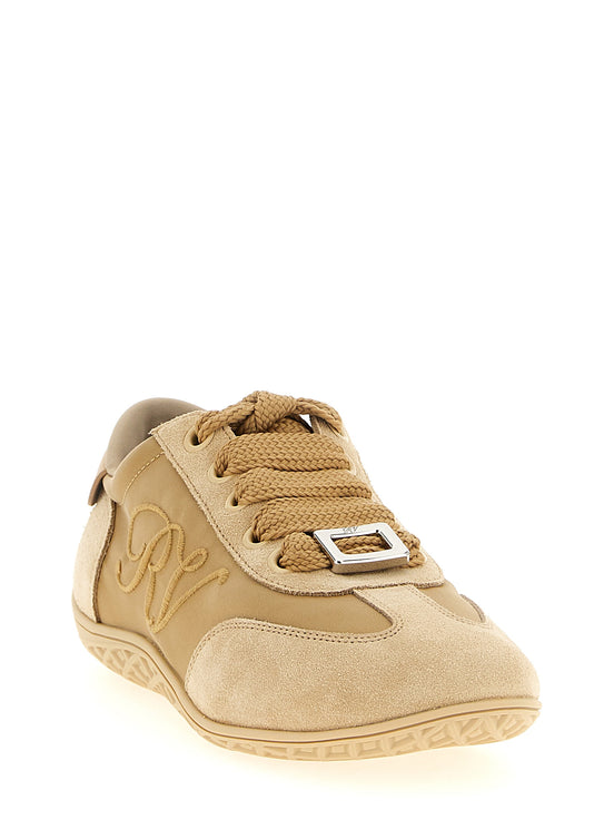 Roger Vivier Beige Calfskin High Top Sneakers