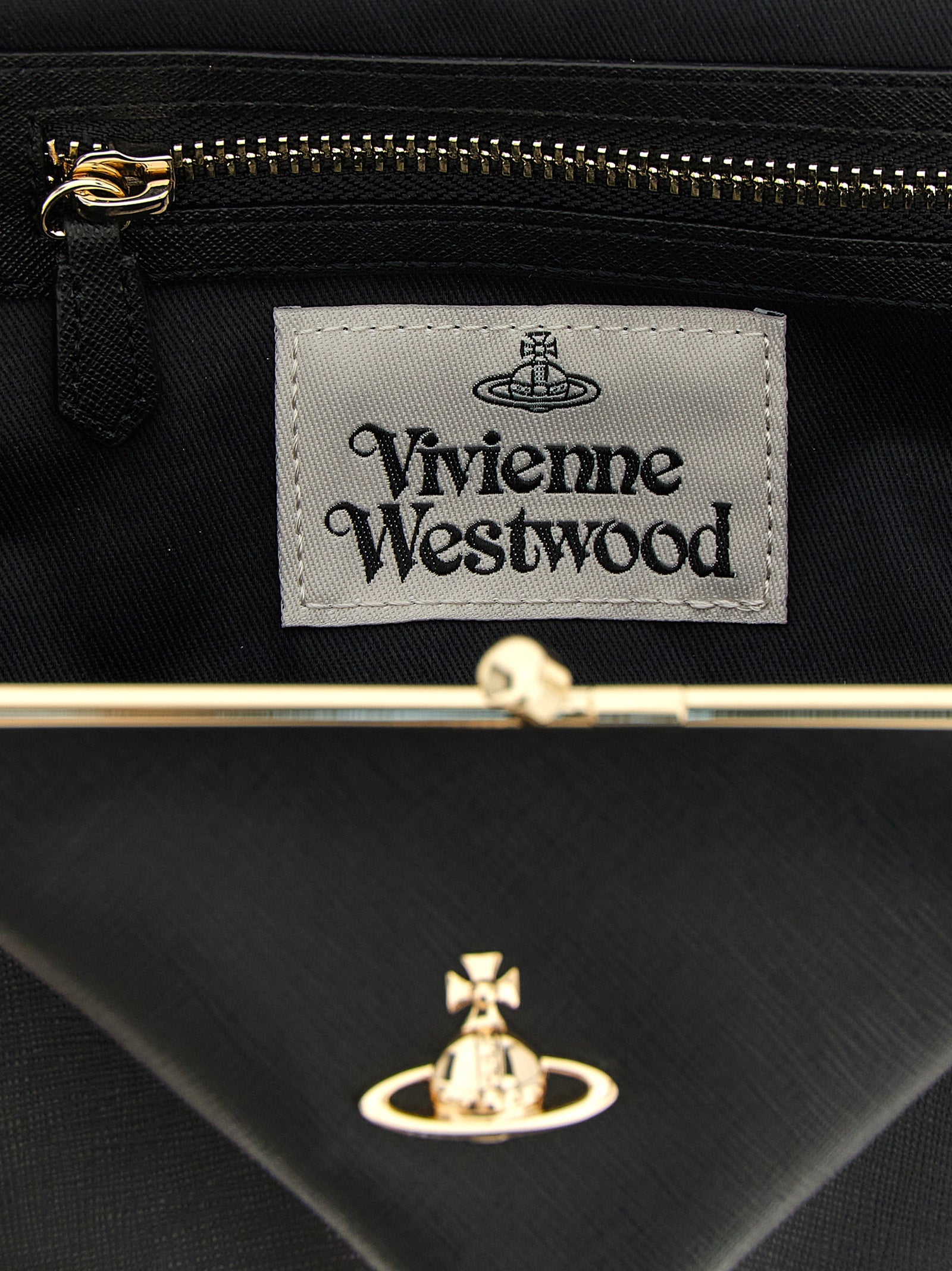 Μαύρη τσάντα χειρός Vivienne Westwood από δέρμα αγελάδας  