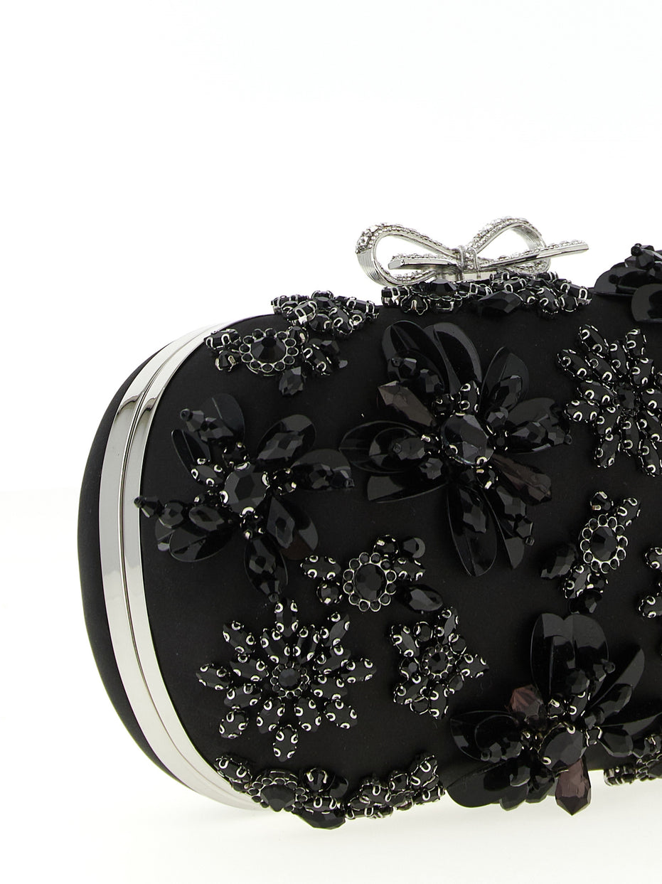 Self-Portrait Black Polyester Clutch Bag