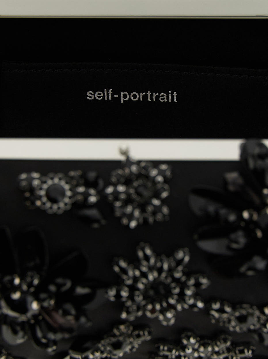 Self-Portrait Black Polyester Clutch Bag