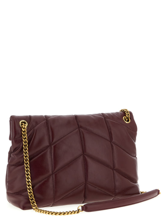Saint Laurent Bordeaux Calfskin Shoulder Bag