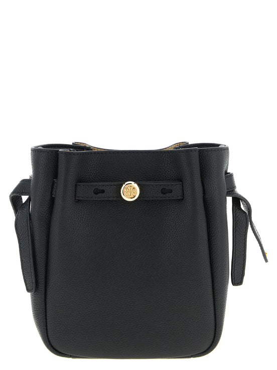 Τσάντα χιαστί Tory Burch από μαύρο δέρμα αγελάδας  