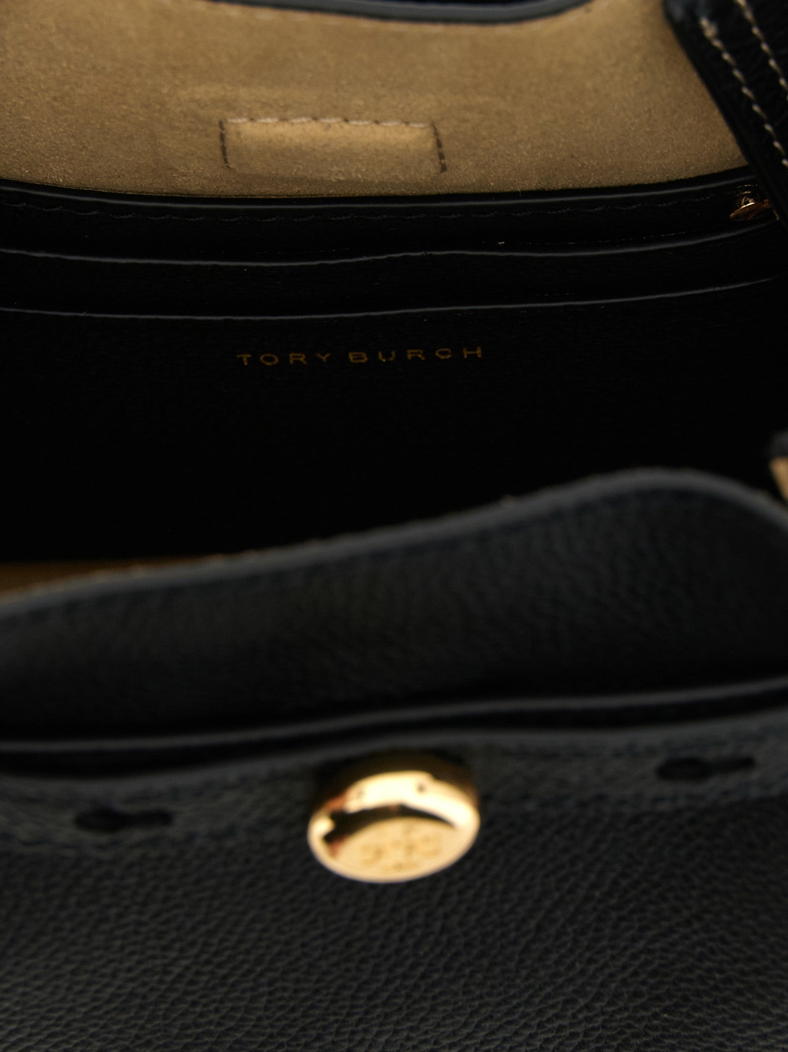 Τσάντα χιαστί Tory Burch από μαύρο δέρμα αγελάδας  
