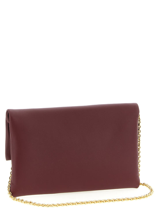 Fendi Bordeaux Lamb Leather Clutch Bag