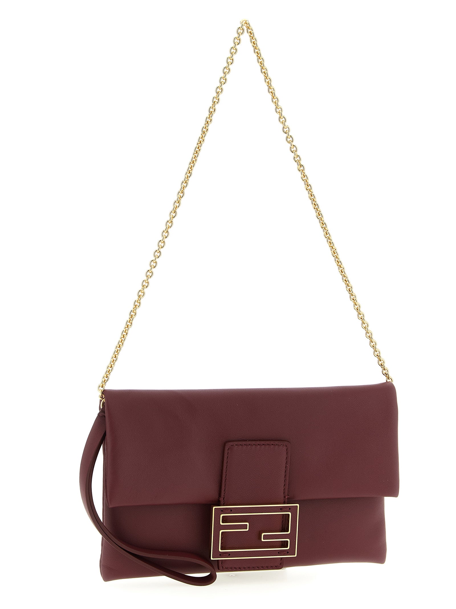 Φάκελος Fendi από δέρμα αρνιού Bordeaux  