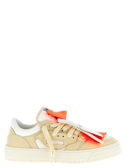 Off-White Beige Leather Low Top Sneakers