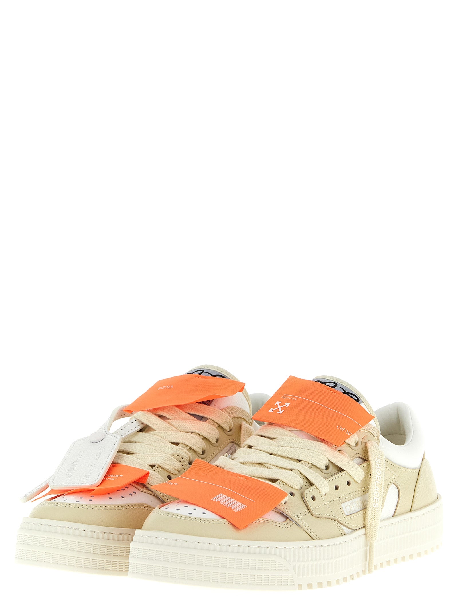 Αθλητικά παπούτσια Off-White από μπεζ δέρμα χαμηλού προφίλ  