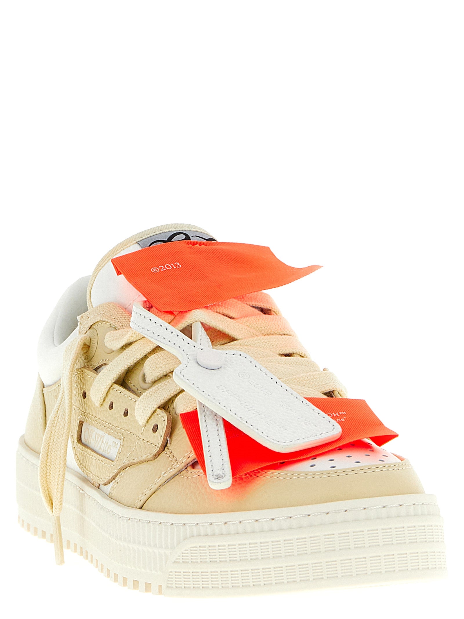 Αθλητικά παπούτσια Off-White από μπεζ δέρμα χαμηλού προφίλ  