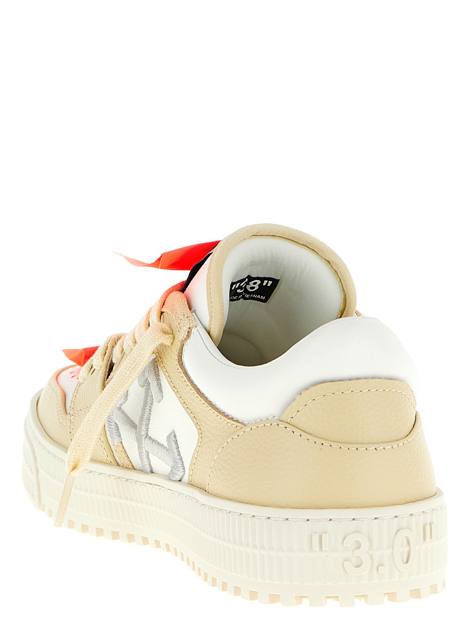 Αθλητικά παπούτσια Off-White από μπεζ δέρμα χαμηλού προφίλ  