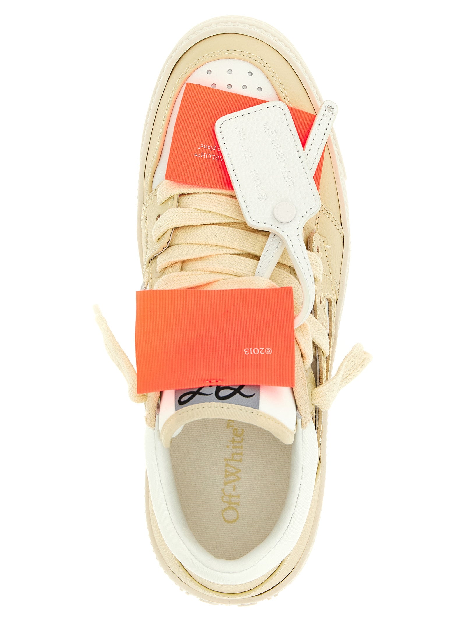 Αθλητικά παπούτσια Off-White από μπεζ δέρμα χαμηλού προφίλ  