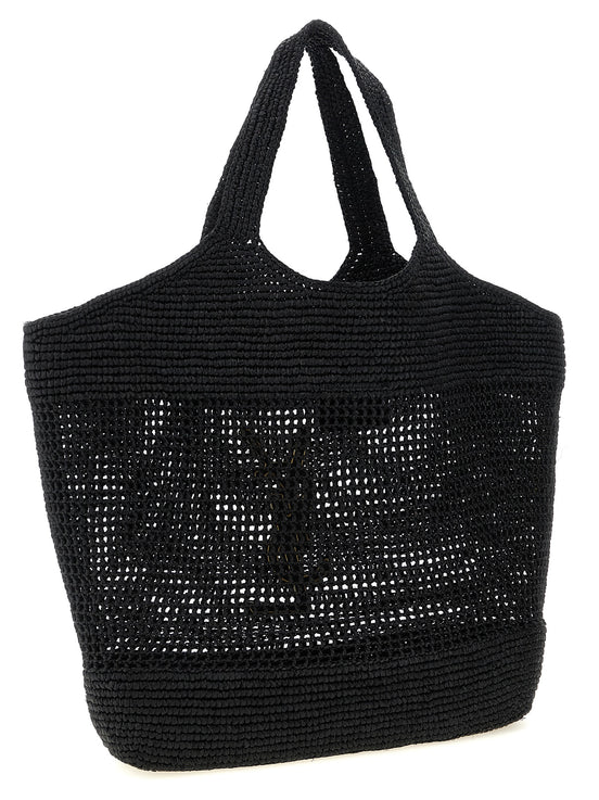 Saint Laurent Black Raffia Tote Bag