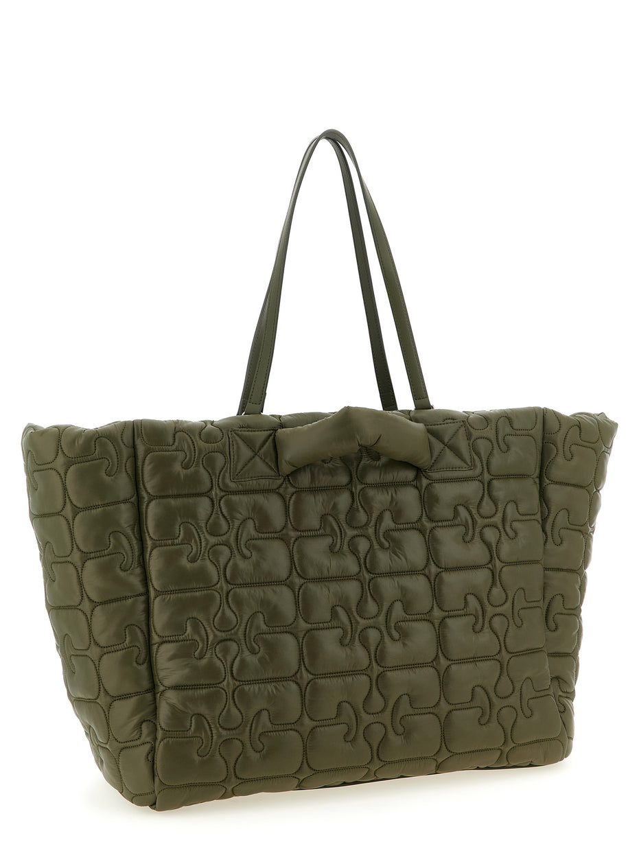 Ganni Bicolor Recycled Polyamide Tote Bag