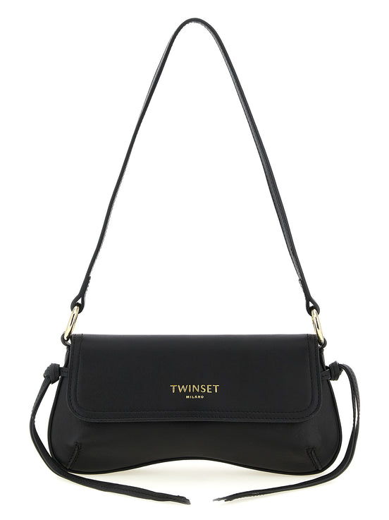 Twinset Black Leather Shoulder Bag