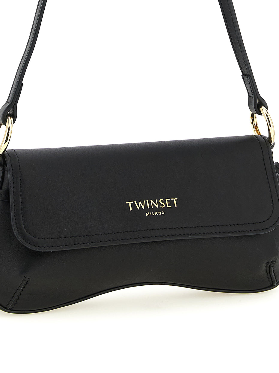 Twinset Black Leather Shoulder Bag