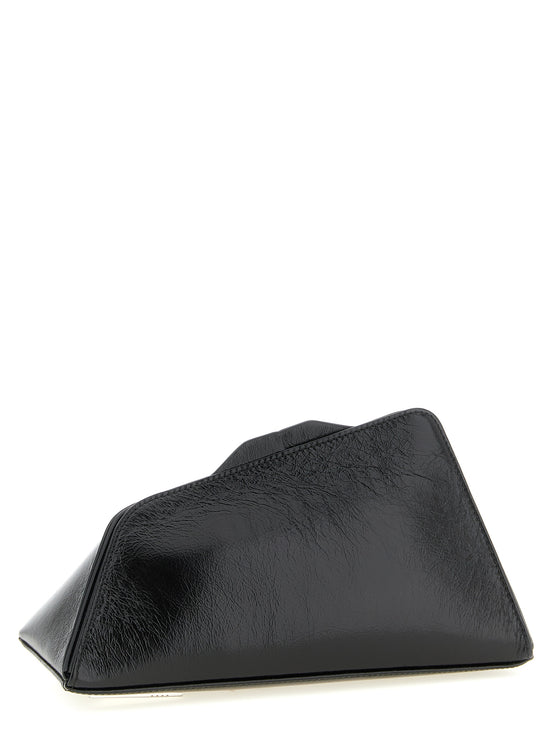 Τσάντα clutch The Attico από μαύρο δέρμα μοσχαριού