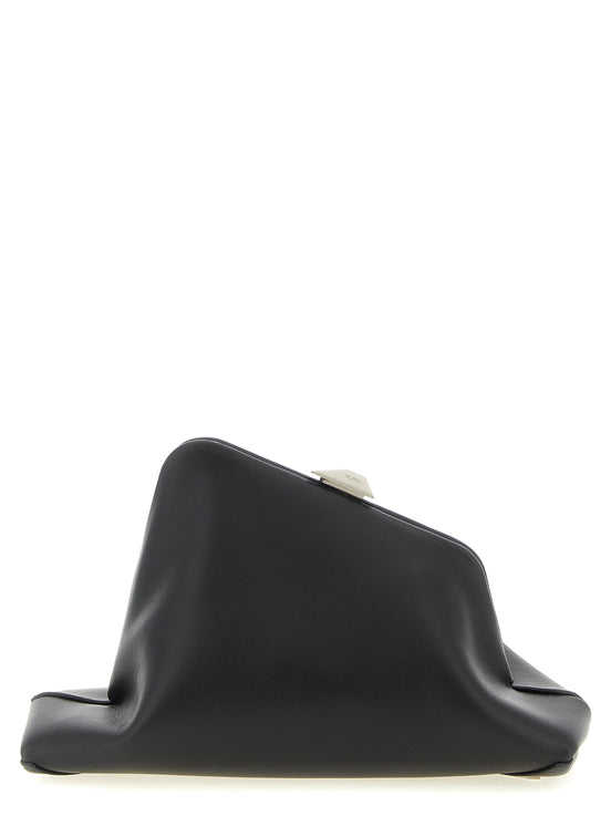 Τσάντα clutch The Attico από μαύρο δέρμα μοσχαριού