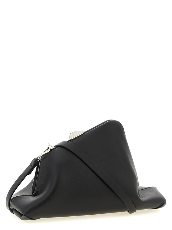 Τσάντα clutch The Attico από μαύρο δέρμα μοσχαριού