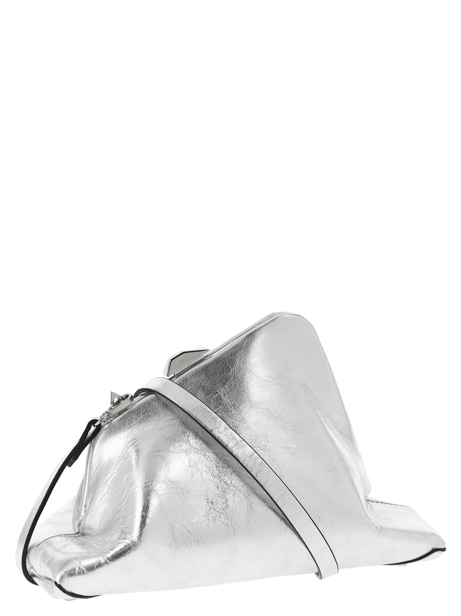 The Attico Silver Calfskin Clutch Bag