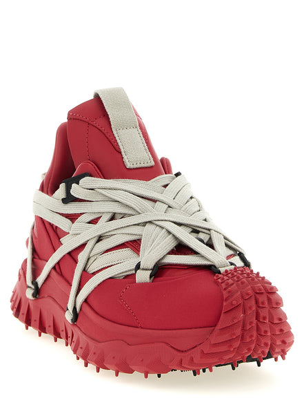 Rick Owens Red Cowhide Athletic Sneakers