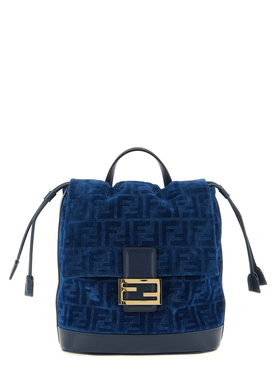 Fendi Blue Cotton Backpack