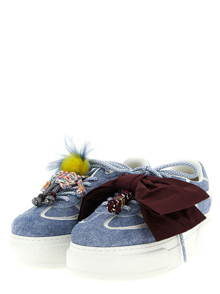 Fendi Blue Calfskin Platform Sneakers