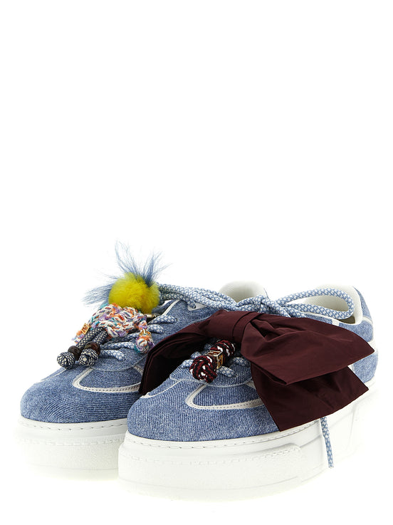 Fendi Blue Calfskin Platform Sneakers