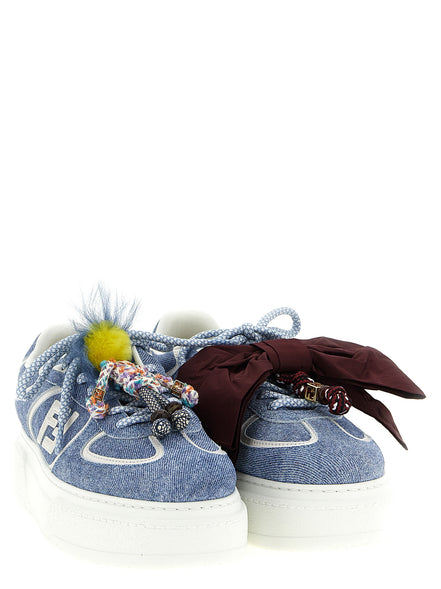 Fendi Blue Calfskin Platform Sneakers