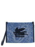 Etro Blue Cotton Clutch Bag