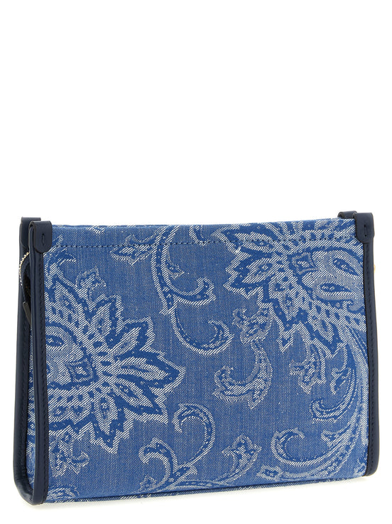 Etro Blue Cotton Clutch Bag