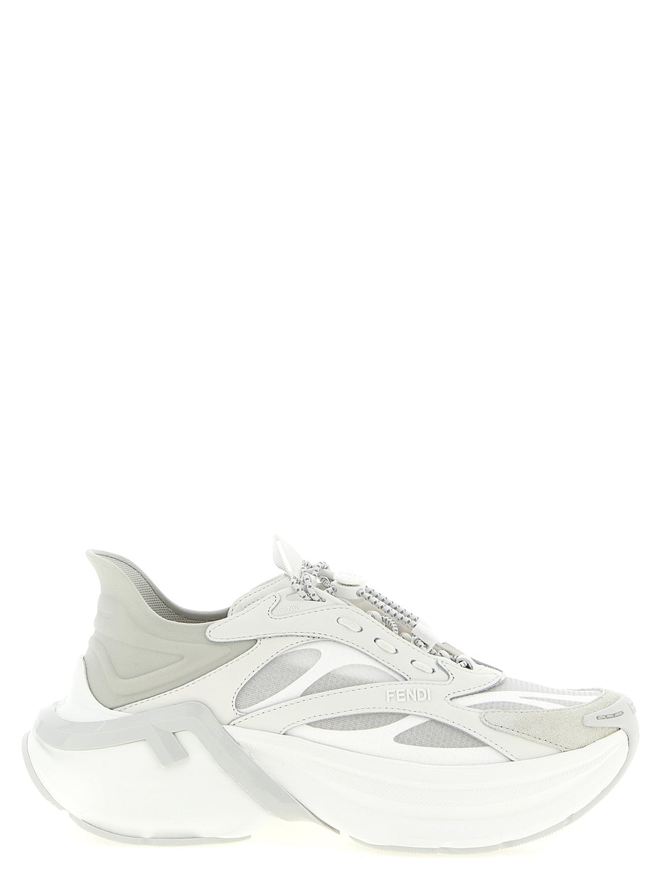 Fendi Gray Calfskin Athletic Sneakers