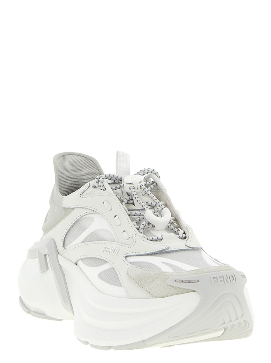 Fendi Gray Calfskin Athletic Sneakers