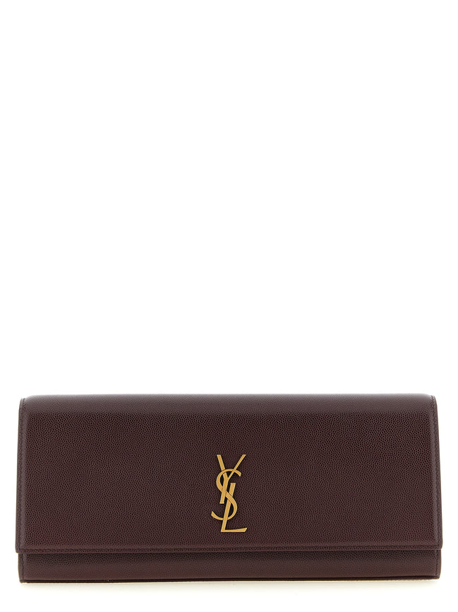 Saint Laurent Bordeaux Calfskin Clutch Bag