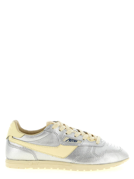 Autry Silver Cowhide Low Top Sneakers